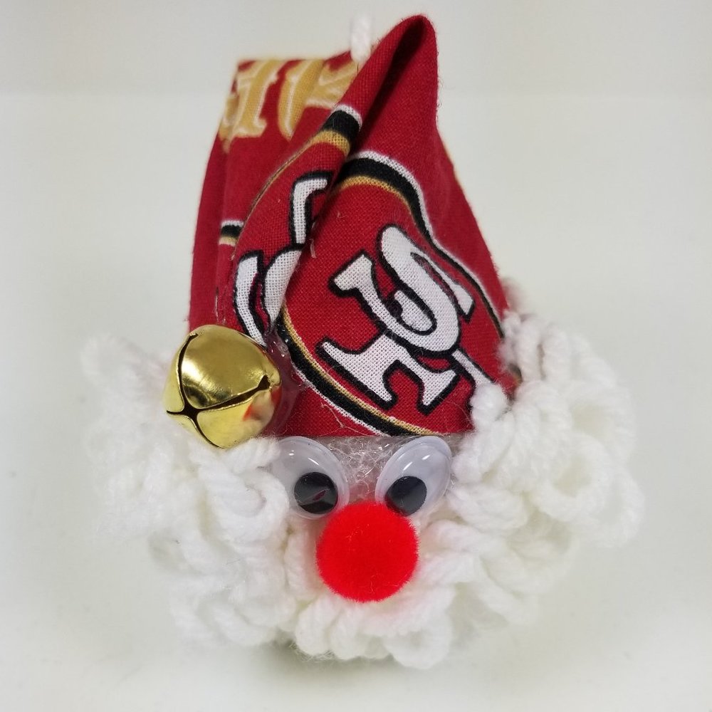 San Fransisco 49ers crochet handmade Santa ornament